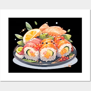 Cute Sushi Anime Food Pixel Art Posters and Art